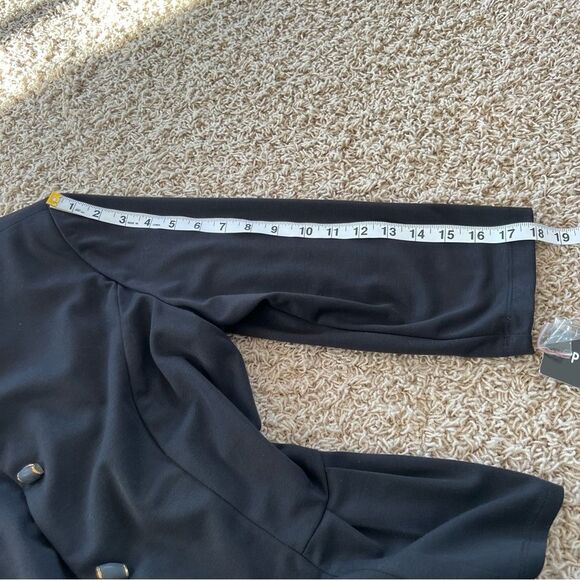 Perception NY Peplum Black Blazer Three Quarter Sleeve Jacket Blazer - Picture 11 of 13